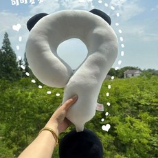 問號頸枕 抱枕 靠枕 午睡枕 旅行枕 造型頸枕 柔軟舒適貼合 飛機枕 辦公室抱枕, 熊貓色