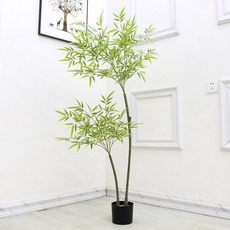 인조 대나무 플랜테리어 화장실 가림막 파티션 실내, 1.5m 2줄 황금 대나무 화분 포함