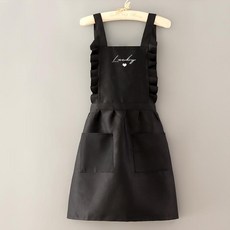 헬로젬 프릴 리본 앞치마, C타입블랙, 1개
