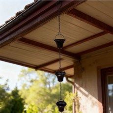 巨匠工廠金屬3.8米12杯復古雨鏈掛件排水槽下水口室外花園屋檐裝飾, 復古色（3.8m長）