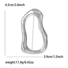 歐美風個性合金光麵不規則圓環胸針兩用別針飾品, 白K-銀色-5038-SL, 1個