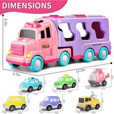 工程車燈光音樂運輸車慣性消防車貨櫃汽車兒童玩具, 紫色收納小轎車】1只大車+6只小車-彩盒, 1個