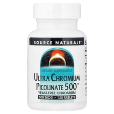소스내추럴스 울트라 크롬 피콜리네이트 500 500 mcg 120 타블릿, 1개