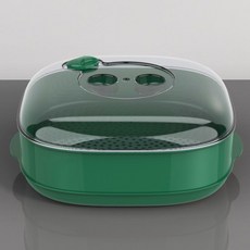 微波爐蒸盒 多功能容器 加熱蒸盒 隔水蒸鍋 家用方形蒸籠, 1個, 單層【深綠】