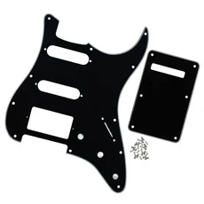 FLEOR 일렉트릭 기타 픽가드 세트 HSS SSH 및 백 플레이트 스크래치 플레이트 및 나사 기타 부품 8가지 색, 02 Black 3ply