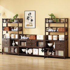 新中式博古架 多寶閣茶架 客廳玄關隔斷置物架 茶葉收納展示櫃, 80三層簡易款,無規格