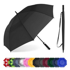 SoulRain 152.5cm(62인치) 아크 우산 이중 레이어 통기성 큰 방풍 방수 우산 남성 및 여성 가족을 위한 자동 오픈 골프 (블랙), 블랙