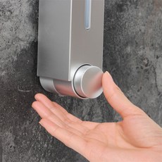 [오늘의택] 벽걸이 물비누 1구 디스펜서 420ml 실버 액체비누통, 1