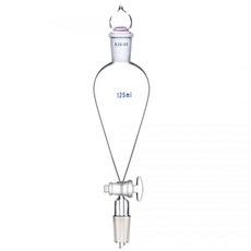 유리 파이리폼 분리 깔때기 2440 조인트 피어 모양 유리 스톱콕 포함, 125ml