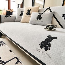 쇼파패드 카우치 인테리어 두꺼운 패브릭 소파매트, 1개, L. 피터곰-연회색