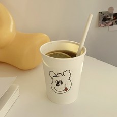 日日好事 GOODDAY 可愛圖案紙杯 200ml 一次性水杯 家用飲料杯 漱口杯, 1個, 【紙杯】吐舌頭小熊（１入）