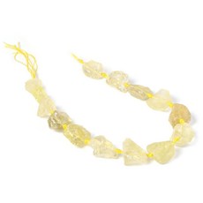 천연 수정 석영 보석 덩어리 원석 그래듀에이티드 비즈 스트랜 Natural Lemon Quartz Crystal Nugget Raw Graduated Beads Strand 2mm