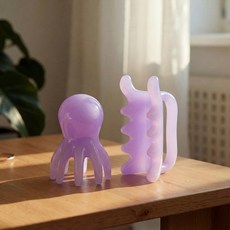 세티데이 문어 괄사 두피 마사지기, 퍼플, 1세트