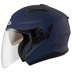 ZEUS 613B 素色可拆洗內襯3/4罩安全帽，九合一帽型、抗UV400、氣流導流、眼鏡溝、雙鏡片, 啞光藍