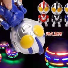 【台灣出貨】奧特曼陀螺玩具 發光陀螺 兒童玩具 男孩玩具 超人變形俠 對戰解壓玩具 生日禮物 對戰玩具 陀螺玩具, 1個, 超人陀螺-四燈音效款【紅+藍+黑+紫】