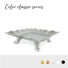 1pc 내구성 튼튼한 플라스틱 케이크 스탠드 디저트 디스플레이 트레이 과일 접시 잡초 베이비 샤워 신, 01 SILVER