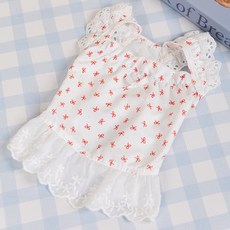 寵物連身裙 飛袖薄款透氣碎花公主裙 適用小型犬貓, 白色滿印蝴蝶丨裙子,XXL建議體重15-20斤）, 1個