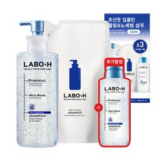 라보에이치 쿨샴푸 지성 탈모 대용량 두피스케일링 400ml+400ml리필+180ml증정, 라보에이치 쿨샴푸 지성 탈모 대용량 두피스케일링 400, 1, 400ml