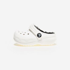 크록스 클래식 라인드 클로그 토들러 - WHITE/GREY CRS207009