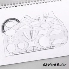 코끼리 모양의 선물 학생 편지지 학습 측정 도구 수학 기능 눈금자 각도기, [02] Hard Ruler, 1개, Color: 1. Hard Ruler