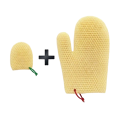 여백상점 TPU 벌집 샤워 스크럽 글러브 세트 (미니+대형), 1세트, 2매입, 선샤인 옐로우