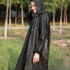 남녀공용 EVA 다회용 우비 레인코트 캠핑 우의 블랙, 1개