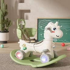 搖搖馬木馬兒童搖馬嬰兒寶寶溜溜車二合一週歲生日禮物玩具小搖馬, 1個, 綠色天馬單靠背:如圖