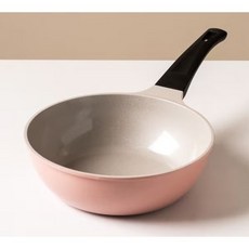 DAISO 大創 IH 玫瑰奶茶色 不沾深炒鍋 22cm, 1個