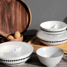 3칸 나눔 찬기 뚜껑있는 사각 다용도 도자기 나눔 찬기 식탁 반찬통 레인지 밀폐형 보관용 냉장고 냉장, 2.다이아나눔찬기, XL(1p)