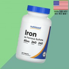 뉴트리코스트 철분 아이언 철 65mg 240정 Nutricost Iron 240 Tablets, 1
