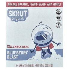 스카우트 오가닉 어린이용 스낵 바 블루베리 블라스트 6개 각 24g(0.85oz) OUT-00295, Skout Organic, 어린이용 스낵 바, 블루베리, 24g