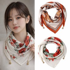 지피코 자석 버클 여성 실크 스카프 머플러 2개