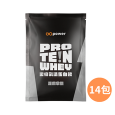 GOpower 濃縮乳清蛋白飲 芝麻拿鐵口味, 14個, 35g