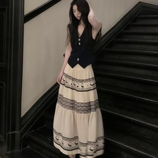 투니스 여성 루즈핏 프린팅 롱 스커트