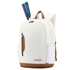 글래머티어 3 여성용 라켓 테니스 배드민턴 가방 스쿼시 라켓볼 피클볼용 방수 신발 칸 백팩, Coffee White, 1개