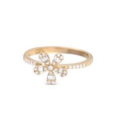 LB 익스클루시브 중고 플라워 14K 옐로 골드 다이아몬드 링