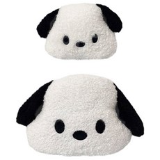 Tiger Pavilion 차량용 포차코 허리 + 머리 쿠션, 1개, 블랙 + 화이트