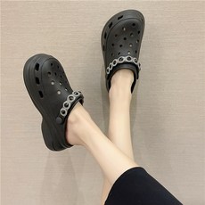 여성 키높이 통굽 아링 큐빅 펀칭 슬리퍼 샌들 6O242