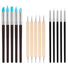 15피스 실리콘 조각 도구 실리콘 클레이 조각 도구 나무 손잡이 볼 스타일러스가 있는 모델링 도트 도구 세트 점토 조각 조각 및 모양을 위한 도자기 도구 313561, 15피스 실리콘 조각 도구, 실리콘 클레이 조각 도구,