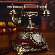 빈티지 유럽식 고정 회전 플레이트 사무실 앤티크 레드 홈 전화 유선 호텔 화이트 골드 다이얼, 선이 있는 빨간색
