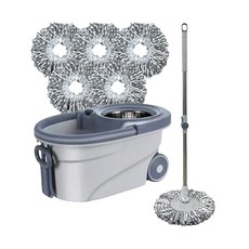 에코쓱싹 회오리 물걸레 청소기 세척 탈수통 + 밀대봉 + 극세사 걸레 5개입 1세트 ECO-1903
