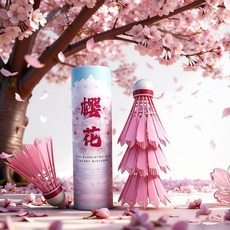 櫻花粉色羽毛球耐打訓練不易比賽室內外防風穩定耐用抗擊學生, 櫻花粉色, 1個, 12顆