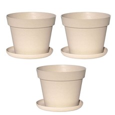 하우스홈 친환경소재 분갈이 목분화분 분갈이 인테리어 텃밭 큰화분 소형, 3개, 아이보리 화분+받침대 3개, 아이보리 화분+받침대