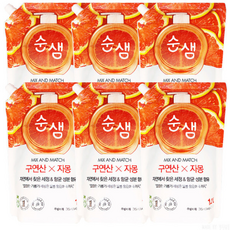 애경산업 순샘 구연산 자몽 주방세제 리필 ~, 1.2L, 6개