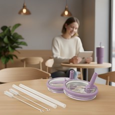 텀블러 뚜껑 퀜처 밀폐뚜껑, 1세트, 591ml, 오치드