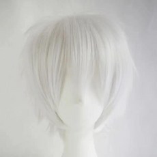 反翹短髮 cosplay動漫假髮 萬用收臉, 銀白色, 1個
