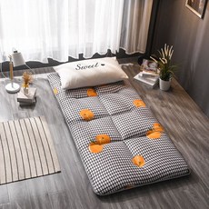 이불요 바닥 싱글침대 토퍼 매트리스 푹신 접이식 매트 4cm, 코튼 4cm 오렌지 진, 0.9x2m, 4cm 오렌지 강 미끄럼 방지, 12cm