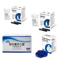 케어센스 혈당시험지 100매+사혈침100+태리클린스왑 알콜솜 100매 최신제조일자 출고 정품인증처, 1세트, 100매입