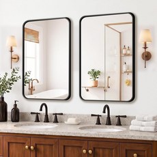 FICTOR Bathroom Mirror for Wall 2 Pack 30\"x20\" Rounded Rectangle Black Framed Vanity Mirror Shat, FICTOR Bathroom Mirror for Wal