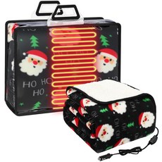 Riakrum12v자동차온열담요144.8x109.2cm57x43인치 보관가방이있는휴대용전기자동차담요 트럭SUVRv겨울여행 캠핑 도로여행 사무실 어머니의날선물 그레이126585, 산타클로스, 클래식 색상